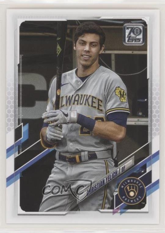 2021 Topps Image Variation SP (Grey Jersey In Dugout) Christian Yelich #100 8d4