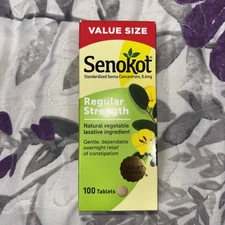 Senokot Regular Strength Natural Vegetable Laxative Ingredient - 100 Tablets