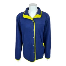 Susan Graver Weekend Polar Fleece Jacket w/ Contrast Trim Navy/Lime X-Large Size