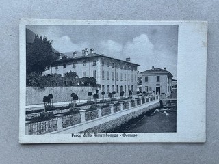S) Cartolina formato piccolo Domaso Como parco Rimembranza natante