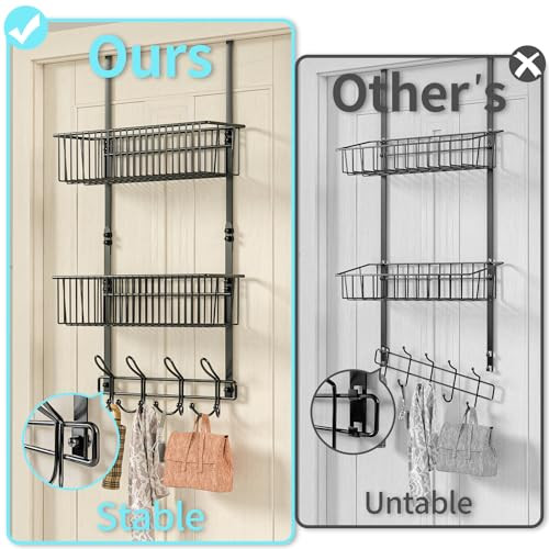 Over The Door Hooks Organizer,Door Hanger Door Storage with 2 Baskets,Over The - Picture 4 of 8