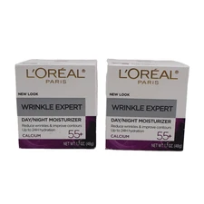 2 PACK  L'Oreal Wrinkle Expert 55+ Anti-Aging Face Moisturizer 1.7 oz Each