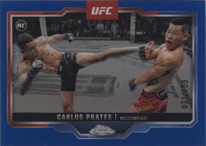 2025 Topps Chrome UFC - Carlos Prates #40 Blue Refractor /150 (RC)