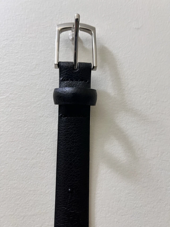 Zara - Cinturón Mujer Cuero Genuino Negro Hebilla Simple Foto 2 de 4