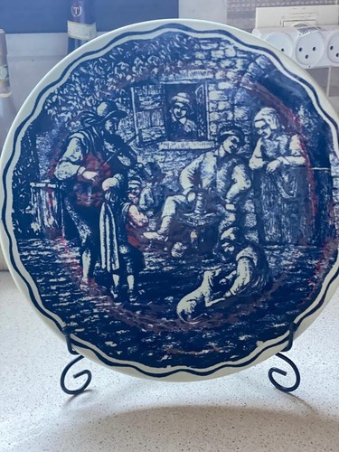 Piatto Delft vintage da collezione Boch Freres ceramica dipinto a mano speciale e raro - Foto 5 di 8