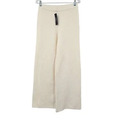 Lulus Women's Wide Leg Knit Pull on Lounge Pants Ivory Medium