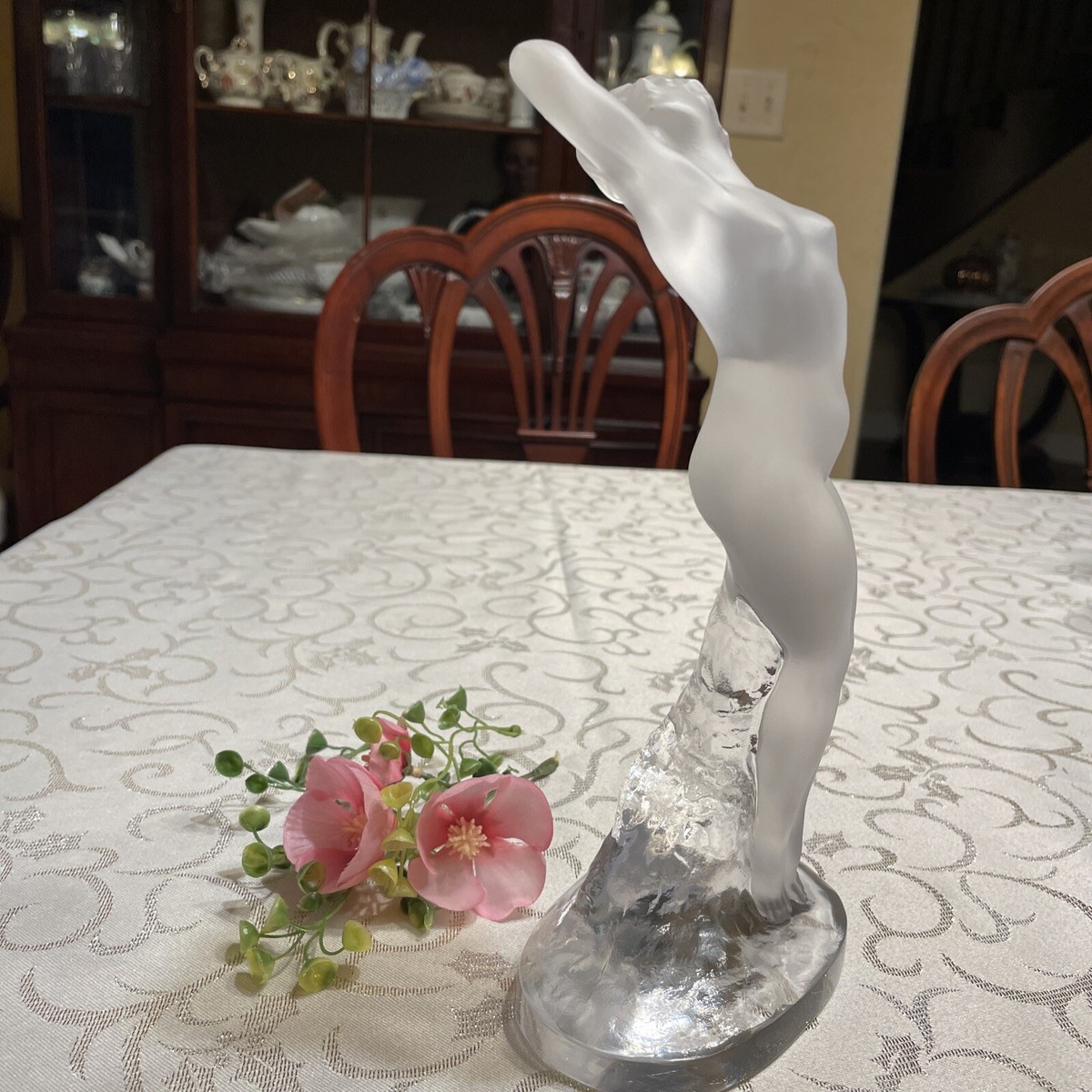 Lalique Clear French Crystal Glass Figurine of Nude Woman