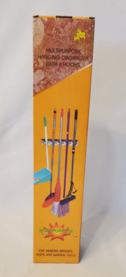 NEW Wall Mount Mop and Broom Holder, 5 Position with 6 Hooks