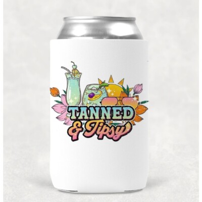 Tanned And Tipsy 12OZ Beverage Koozie Neoprene Drink Can Cooler