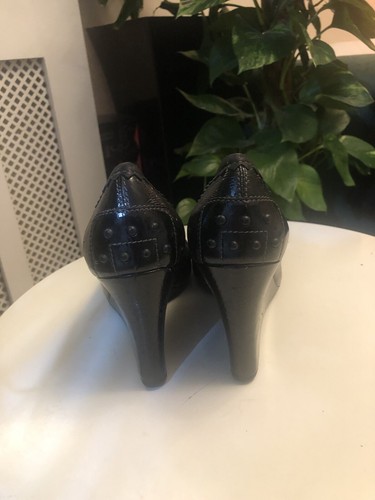 Tod’s Leather Wedge Ladies Designer Heel UK7 EUR 41 Black - Picture 3 of 5