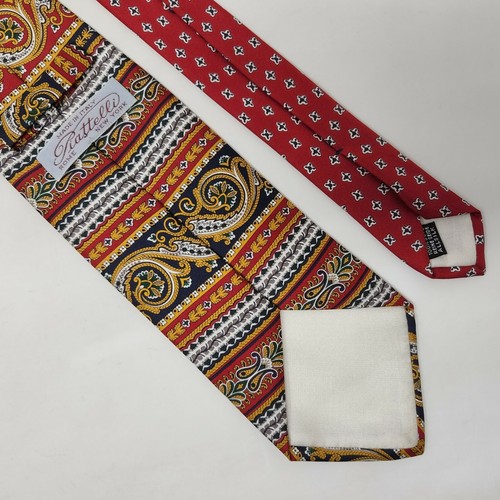 BRUNO PIATTELLI RED GOLD BLUE PAISLEY DUAL PATTERN DESIGNER SILK TIE 3.75" - Picture 2 of 2