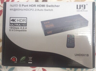 U9 ViewHD 4K60Hz 5 Port HDMI v2.0 4K 5x1 Switch 18Gbps HDR Dolby Vision UHD5X1B