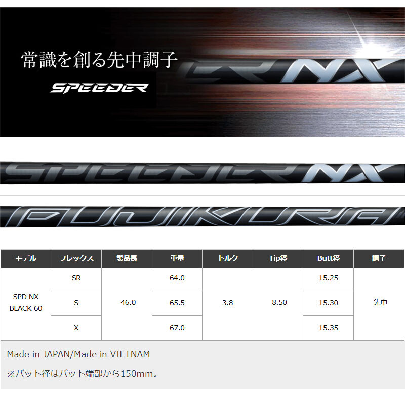Fujikura Golf Japan 2023 SPEEDER NX BLACK 60 Graphite Shaft Fujikura Golf Japan 2023 SPEEDER NX BLACK 60 Graphite Shaft