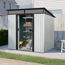 6x5 FT Outdoor Metal Garden Storage Shed with Lockable Sliding Doors Waterproof