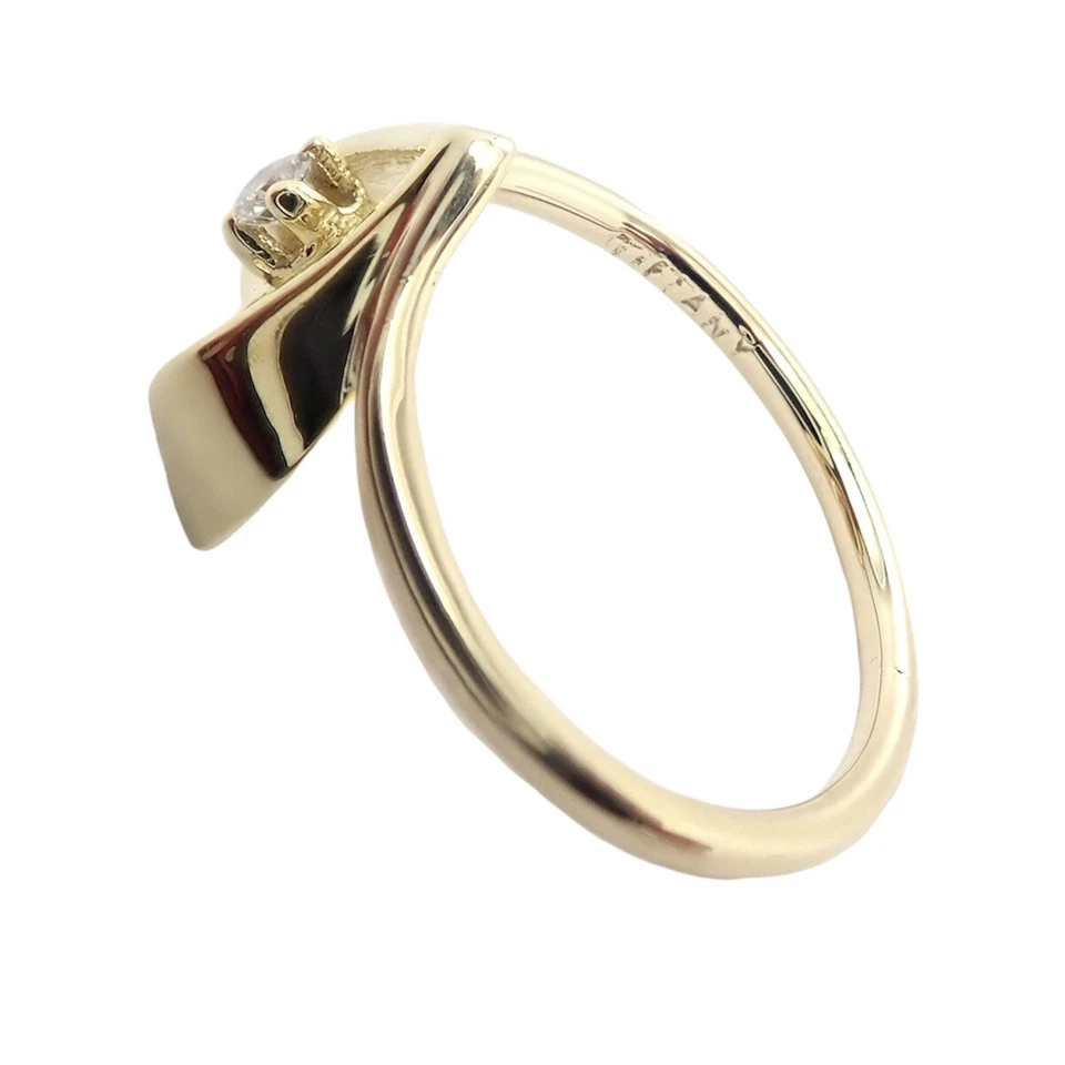 Autêntico! Anel de coração vintage de ouro amarelo 18k com diamante Tiffany & Co - Imagem 3 de 4