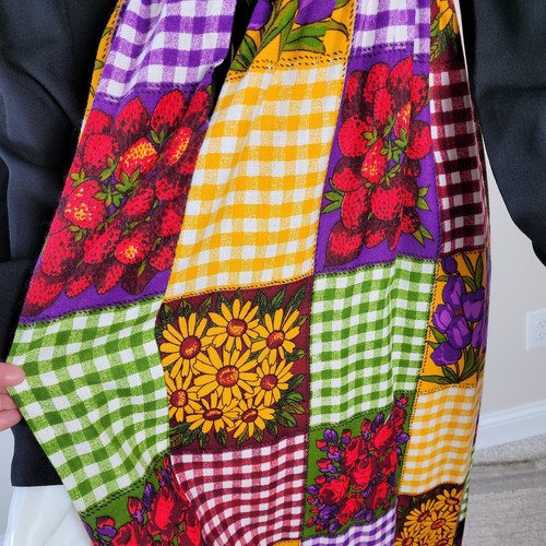 VTG Young Edwardian Arpeja Sunflower Strawberry Gingham Maxi Button Up Dress 11 - Picture 2 of 5