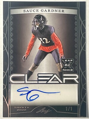 2022 Leaf Clear SSP Auto Ahmad Sauce Gardner RC Rookie 1/1 CA-SG1 Bearcats Jets