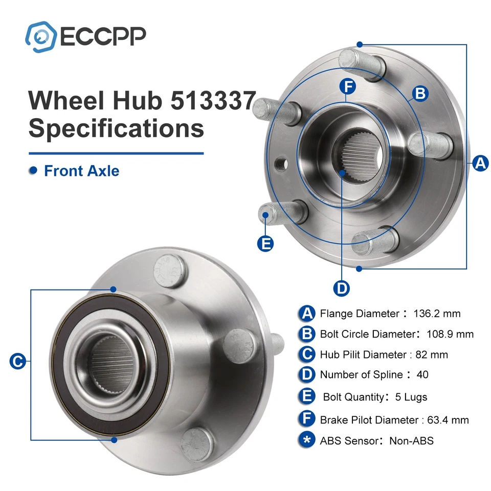Cojinete de cubo de rueda delantero AWD de 1 pieza para Land Rover LR2 2008 2009 2010-2015 2,0 L 3,2 L Foto 2 de 4