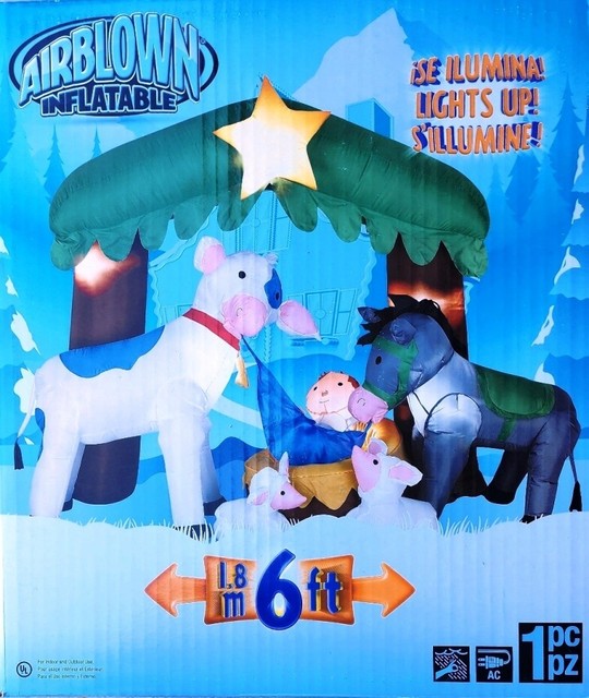 6' Holiday Living Gemmy Airblown Inflatable Nativity Scene Christmas