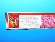1984 G1 TRANSFORMERS SWOOP DINOBOT TECH SPEC FILE CARD 100% ORIGINAL !!!