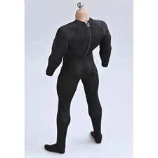 1/6 Black tight stretch bodysuit leotard for 12" Muscular body New
