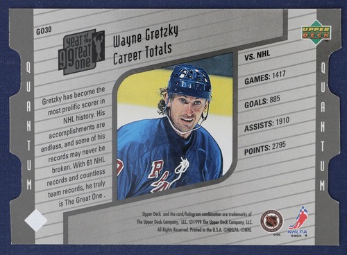 1998-99 Upper Deck Year of the Great One Quantum 1 #GO30 Wayne Gretzky #d - Picture 2 of 2
