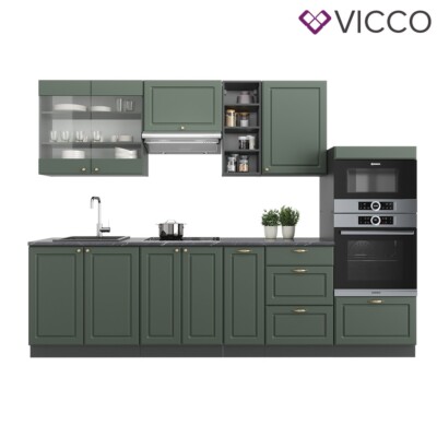 Cuisine Intégrée Vicco Fame-Line - Style Rustique 280cm - Chêne Vert Or