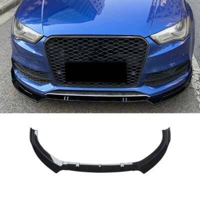 For 2013-2015 2016 Audi 8V A3 S3 Sline Splitter Front Bumper Lip Gloss Black ABS