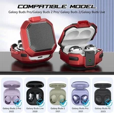 Carbon Fiber Case+Keychain For Samsung Galaxy Buds FE 2023/Buds 2/Live/2 Pro/Pro