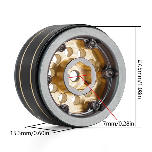 INJORA Brass 1.0 Beadlock -2.65mm Offset Wheel Rims for SCX24 AX24 TRX4M FCX24 - Picture 9 of 22