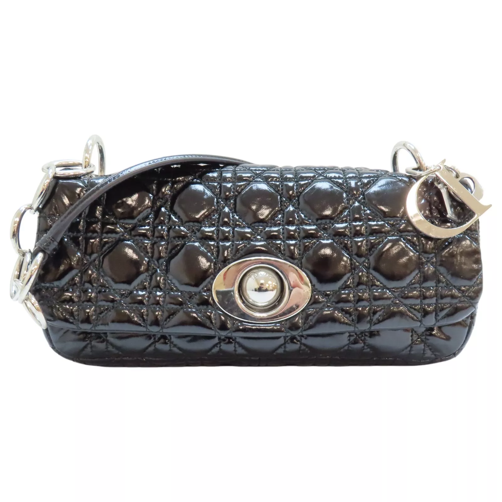 Sac à main bandoulière Dior Rendezvous noir cannage cuir verni SSQ449709