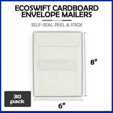 30 - 6 x 8 EcoSwift White CD/DVD Photo Ship Flats Cardboard Envelope Mailers 6x8