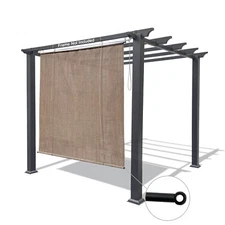 No Drill Roll Up Patio Gazebo Pergola Shade Cover Canopy- Breathable Solar Shade