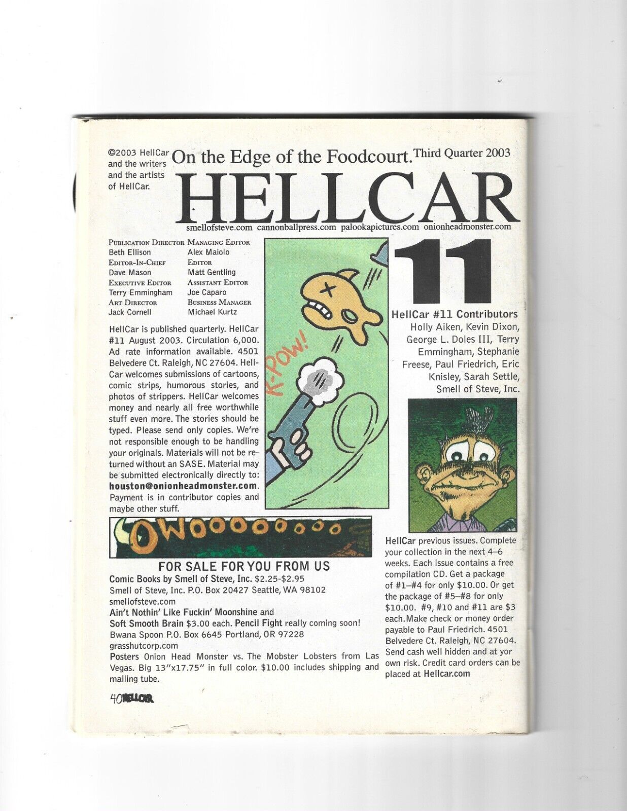 HELL CAR - August 2003 #11 - COMIC (40 pages) and CD (Various Artists)