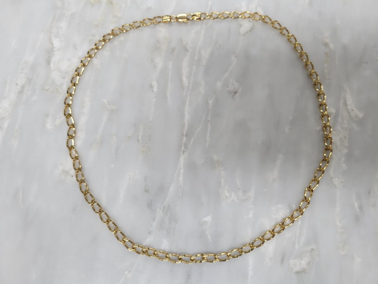 Gold Plated Sterling Silver Curb Link Necklace ~ … - image 1