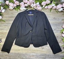 Gap Blazer Womens Size 8 Black Jacket One Button Academy Wool Blend