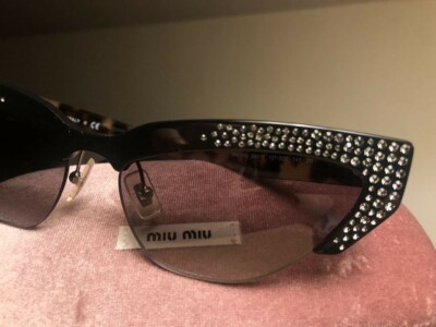 COPY - Miu miu Crystal embellished cat eye sunglasses Miu Miu black crystal Cat-Eye sunglasses - BOPF | Business  main image 3