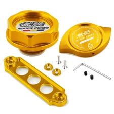 JDM Battery Tie Down+Engine Oil Filler Cap+Radiator Cap for Honda Acura Gold