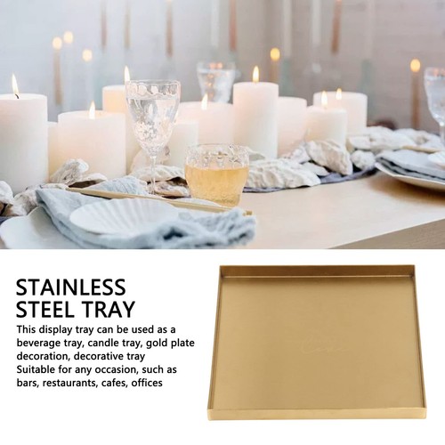 Stainless Steel Decorative Tray 8 inch Stainless Steel Square Serving Tray Go... - Picture 3 of 9