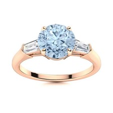 Aquamarine Gemstone Three-Stone Engagement Ring 925 Sterling Silver