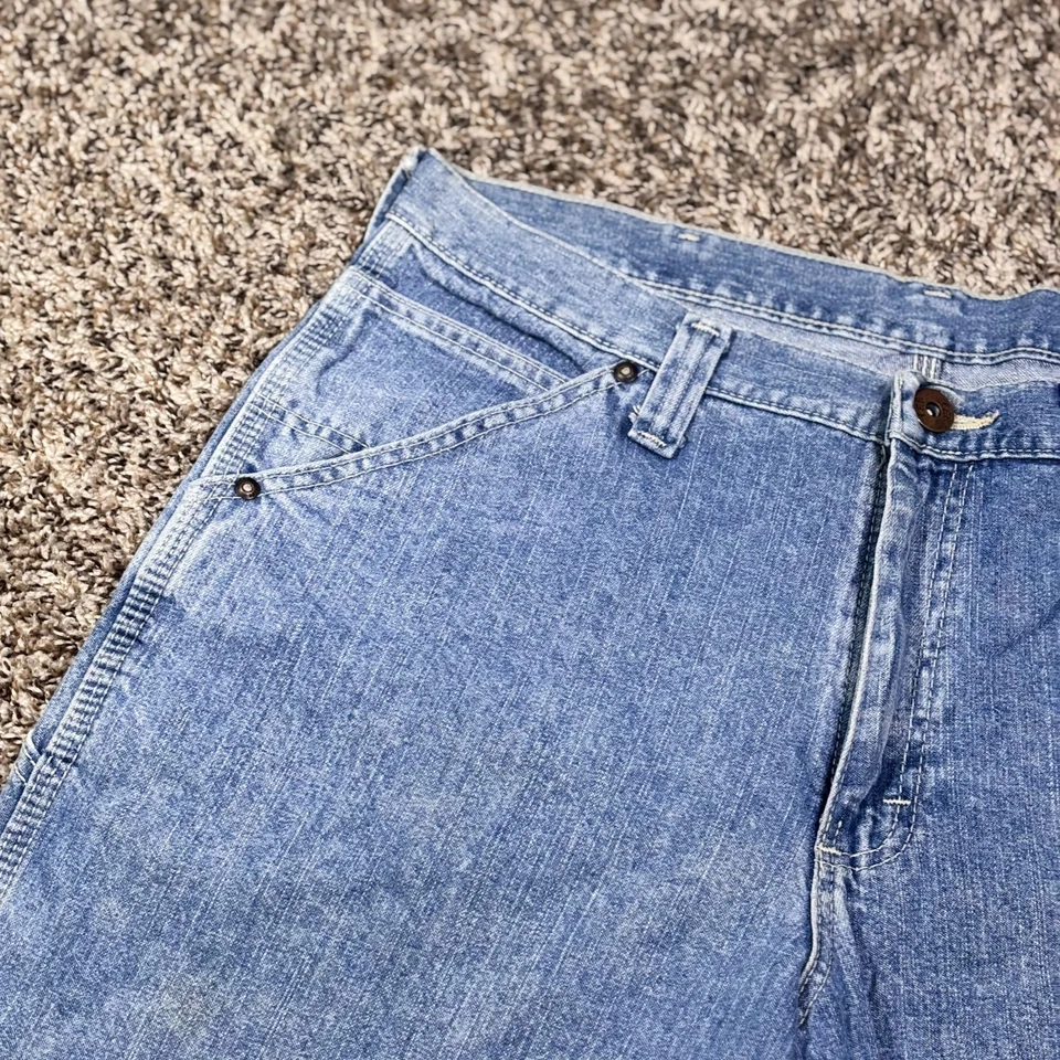 Pantalones Cortos Denim Lee Dungarees Carpenter Azul 34x11 Hecho en México Y2K Ropa de Trabajo Foto 2 de 4
