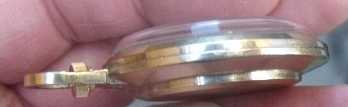 RELOJ BOLSILLO SEKONDA 19 JOYAS CHAPADO EN ORO USADO, SEGUNDO CENTRAL, FUNCIONANDO.
