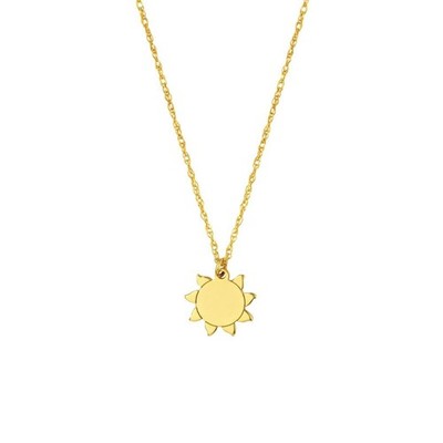 Mini Sun Adjustable Chain Necklace Real 14K Yellow Gold Up to 18''