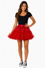 Women's Red Ruffle Tutu Skirt Halloween Costume Layered S/M Adult