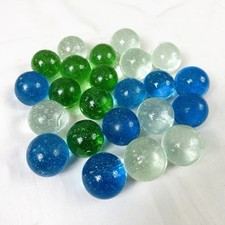 Lot of 23 Clear Blue Turquoise Bubble Blown Glass Shooter Marbles 1 Irregular