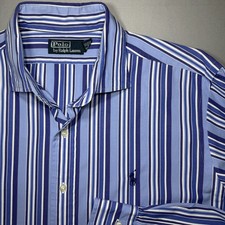 Polo Ralph Lauren Blue Striped Mens Size XL Collared Long Sleeve Button Up Shirt