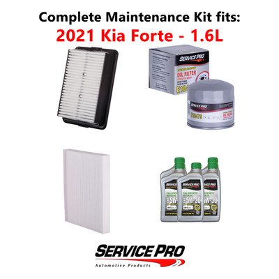 2021 Kia Forte 1.6L Complete Air, Oil & Cabin Filter Kit (5W-30)