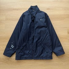 Nike Men's Vintage Navy Blue Puffer Jacket - Small, Insulated Coat
