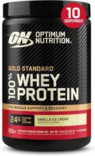 Optimum Nutrition Gold Standard 100% Whey Protein Powder, Vanilla Ice Cream, 0.6