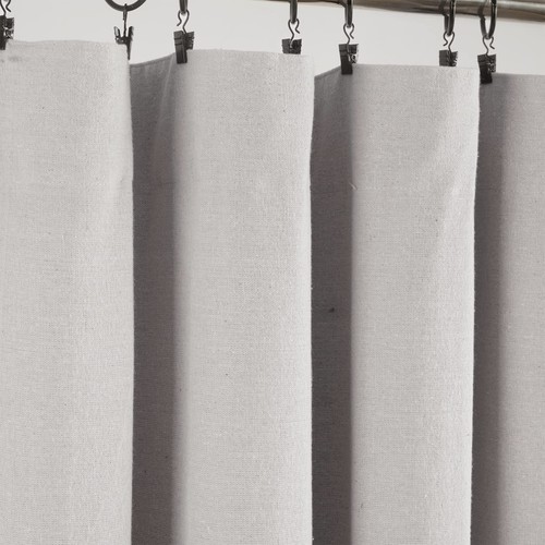 Linen Button Window Curtain Panel, Single, 40" W x 84" L, Gray & White - Coun... - Picture 3 of 8